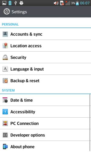 Резервне копіювання та скидання LG Optimus Chat , L20, L30 та подібні серії