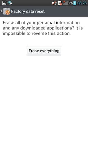 Erase everything on LG Intuition, G3, L60